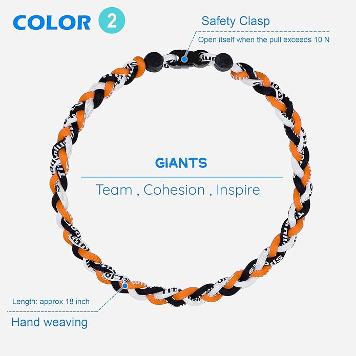 3 pcs Baseball Rope Necklaces, League Team Colors Braided Necklace, Baseball Team Gifts