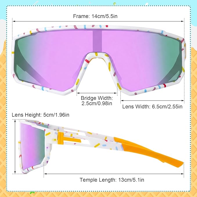 Kingdder 3 Pcs Baseball Ice Cream Drip Sunglasses for Youth Sunglasses for Sport Softball Cycling Baseball Golf