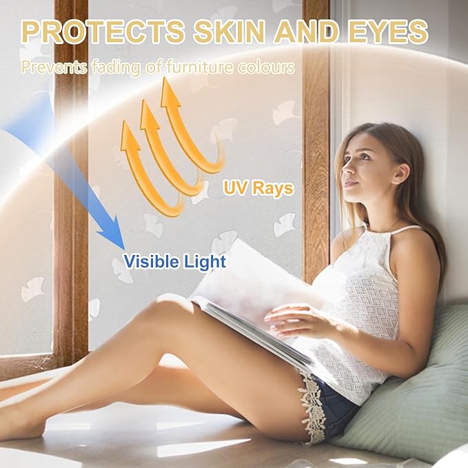 Window Privacy Film Decorative for Front Door, Bathroom Static Cling Stained - Image 3