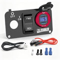 EZGO Key Switch Plate with Forward Reverse Switch, DC 9V-48V 3.1A Fast Charge Dual USB Charger, LED Digital Voltmeter, Fit Electric EZGO TXT, Medalist, PDS Golf Carts((Black/Red))