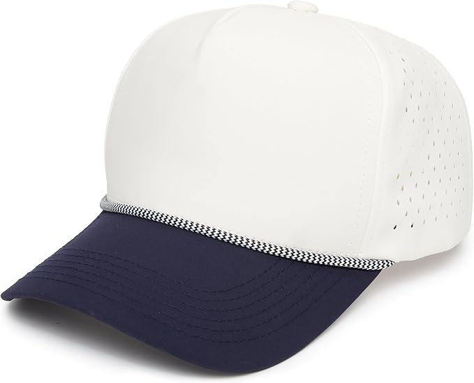 Funky Junque Performance Waterproof Golf Rope Hat – Cool Breathable Workout 5 Panel Snapback Cap for Men