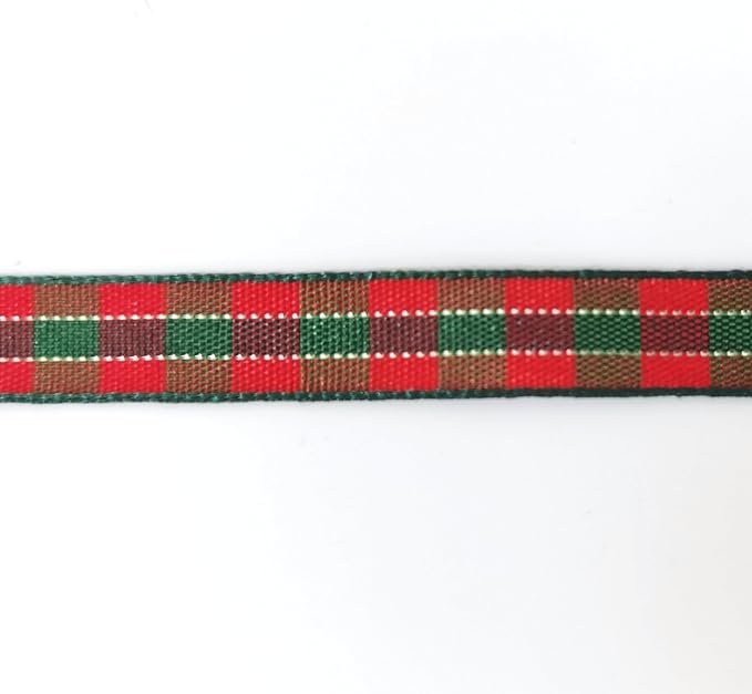 Micomon X'Mas Gingham Ribbon Green Red Metallic Gingham Ribbon 25 Yards Each - Image 9