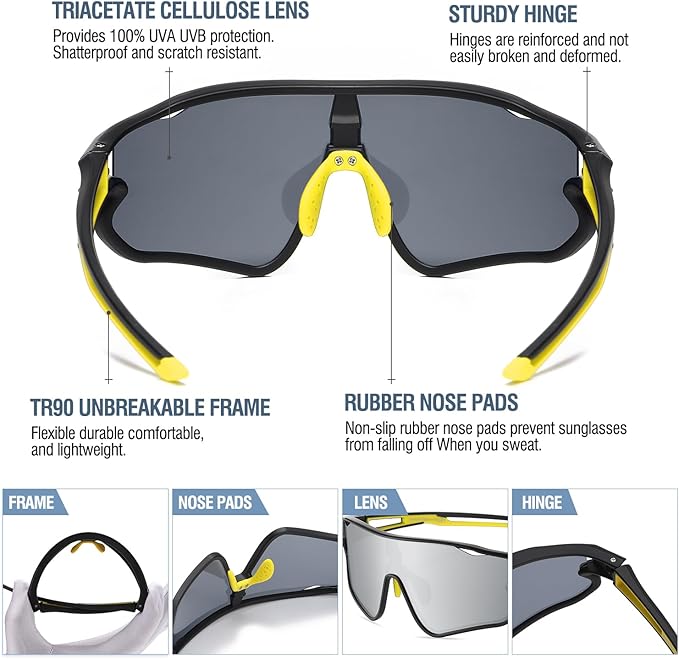 DUCO Kids Sunglasses Youth Baseball Sun Glasses Lightweight TR90 Frame UV400 Sports Cycling Shades for Boys Girls DK268