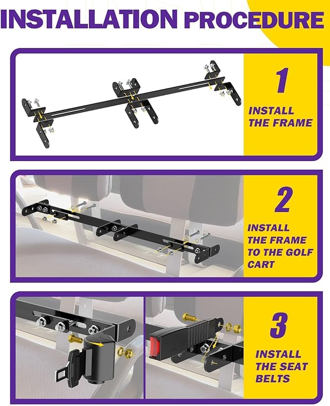 HOWBOW Golf Cart Seat Belt kit