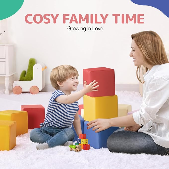 Foam Building Blocks for Kids: 12-Pieces PU Leather Colorful Foam Blocks - Image 7