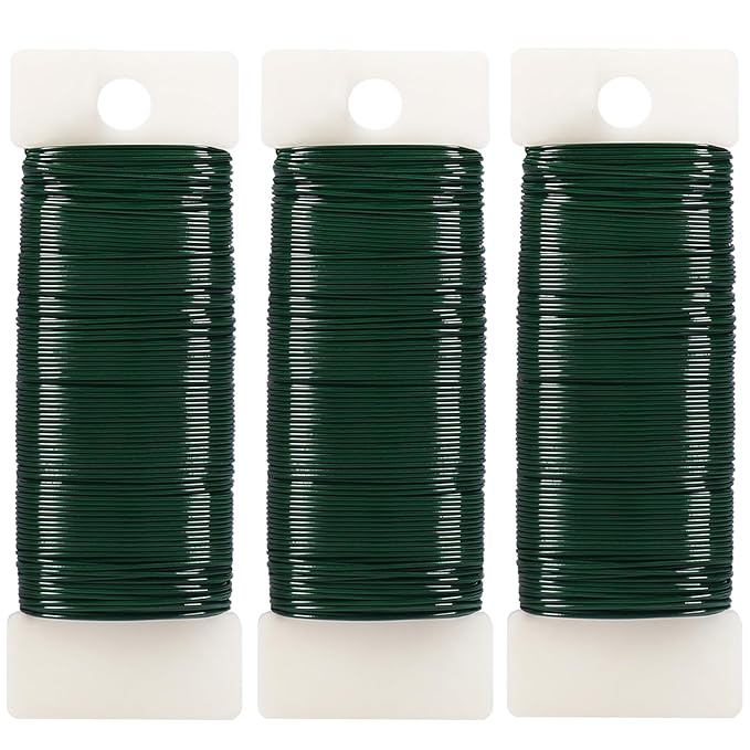 Tenn Well Green Floral Wire, 3 Pack Christmas Wreath Wire, 295 Feet 22 Gauge by TennWell