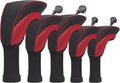 Golf Club Head Covers for Woods 3/4/5/6 Pieces Long Neck Mesh Sports Golf Club Headcovers Set with Interchangeable No. Tags 3 4 5 6 7 X Golf Accessories for Men Women