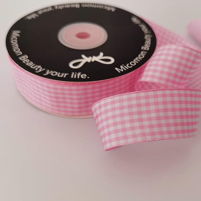 Pink and White Gingham Ribbon - Image 8
