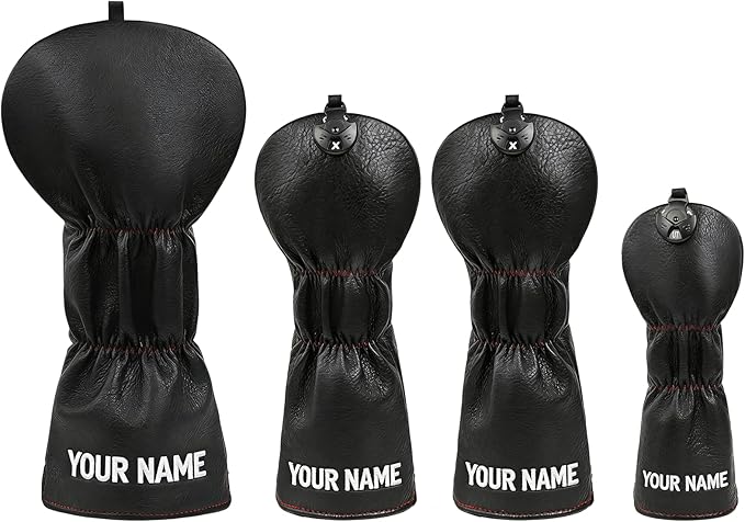Golf Head Covers, US Flag Patriotism Golf Club Cover for Woods and Driver, Fairway, Hybrid - Premium Leather Golf Club Head Covers with Interchangeable Tags