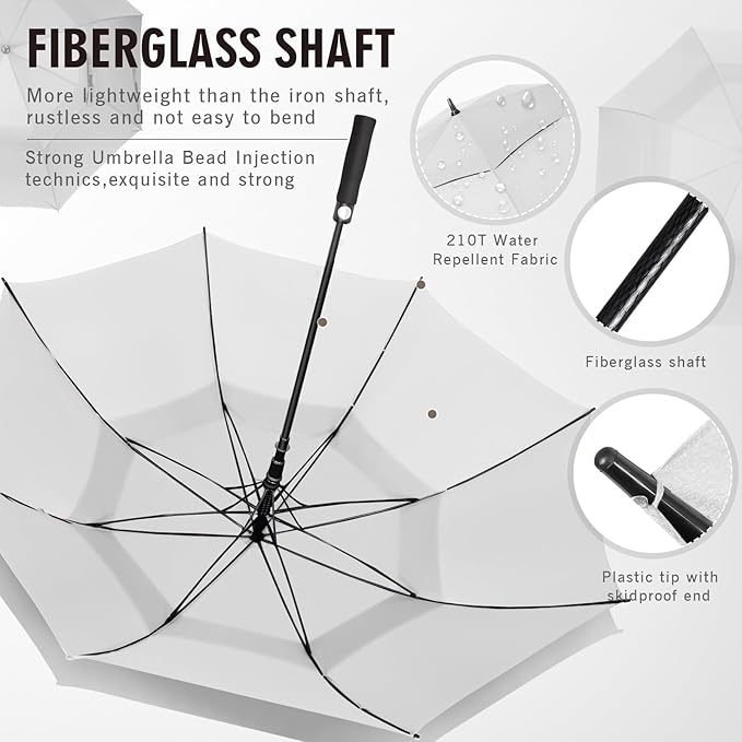 ZOMAKE Golf Umbrella Windproof, Extra Large Oversized Heavy Duty Double Canopy for Rain, Sports Games & Push Cart(51/54/62/68/72Inch)