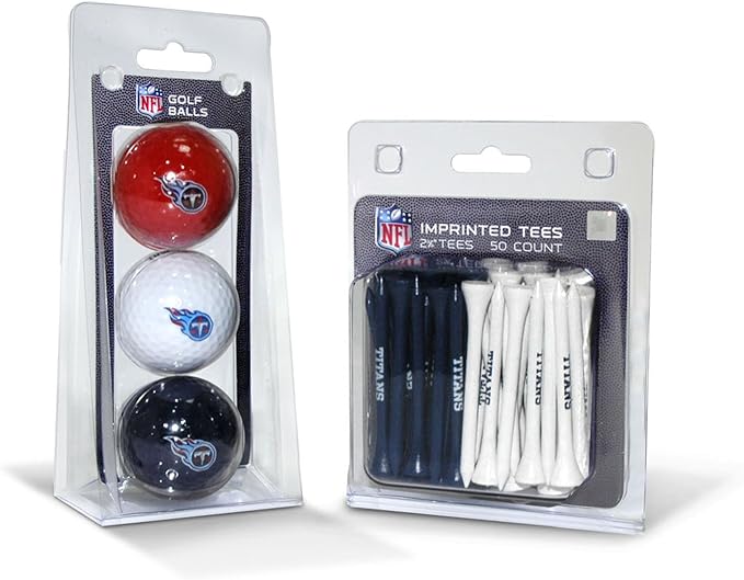 Team Golf NFL Kansas City Chiefs 3 Golf Balls and 50 Golf Tees Logo Imprinted Golf Balls (3 Count) & 2-3/4" Regulation Golf Tees (50 Count), Multi Colored