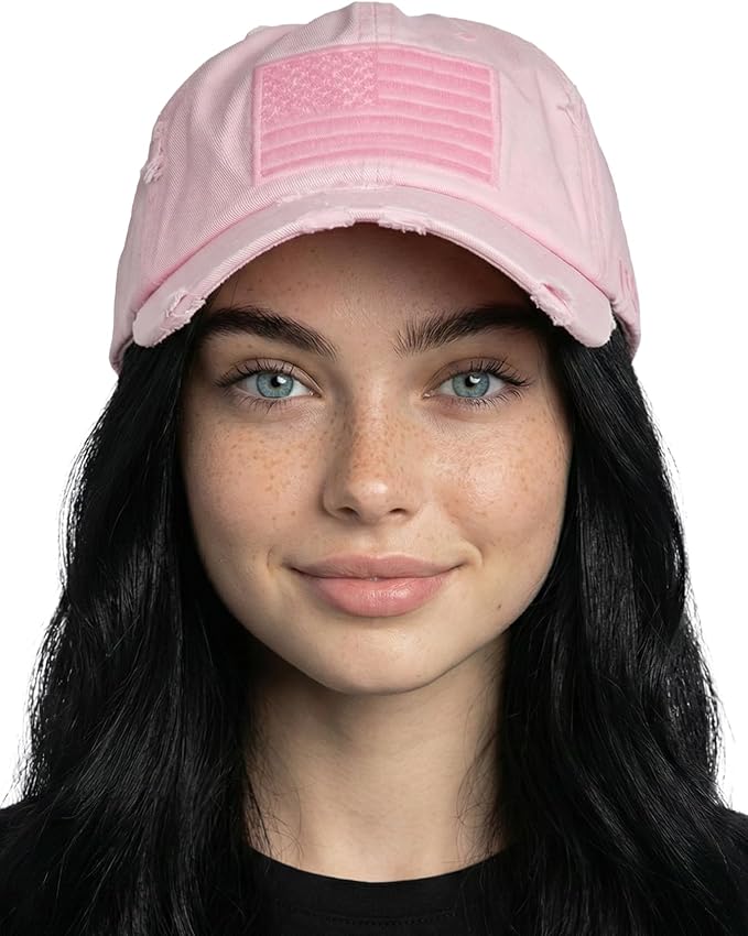 Funky Junque Distressed Vintage Baseball Cap - Embroidered Patch Women's Hat - Holiday, Lifestyle & Patriotic Designs
