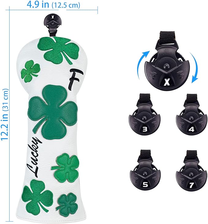 Craftsman Golf Green Lucky Clover Driver Wood Hybrid Headcover Blade Mallet Putter Cover for Scotty Cameron Taylormade Odyssey Also for Custom Version with Your Name Stitched