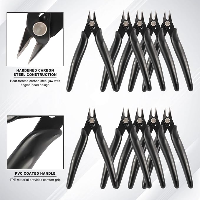 YaeCCC 10 Pack Wire Cutters Black Diagonal Cutting Pliers - Image 3