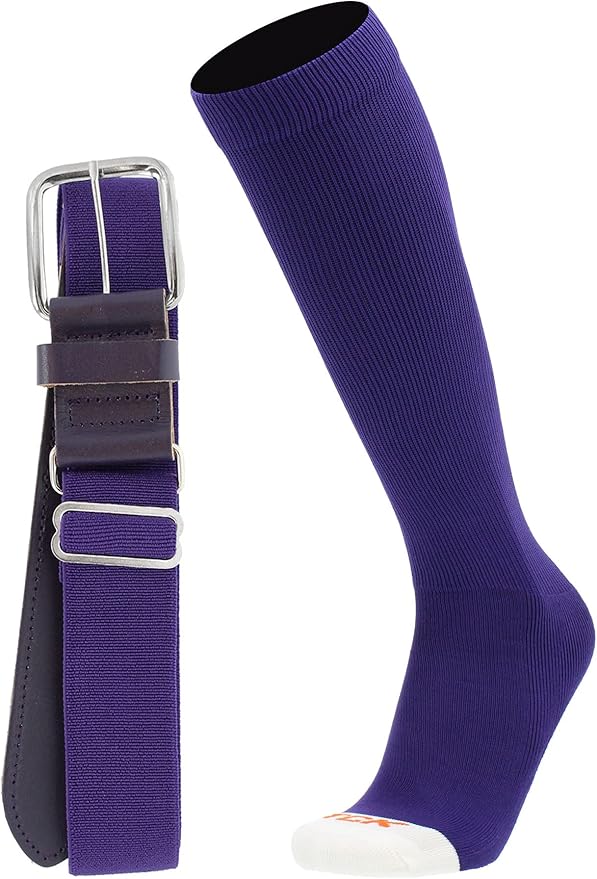 MadSportsStuff Softball or Baseball Socks and Belt Combo - Youth and Adult Sizes Boys and Girls Men and Women