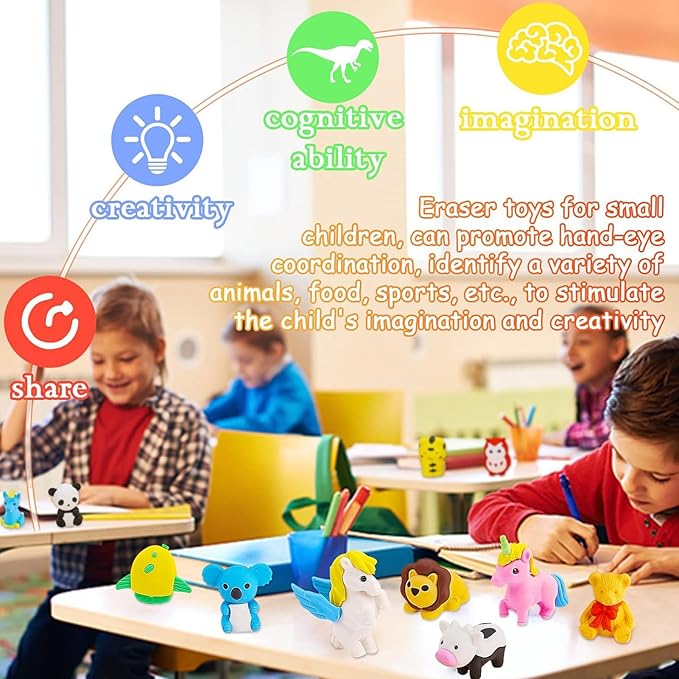 150Pcs Animal Erasers Kids Desk Pets Pencil Erasers 3D Puzzle Bulk Mini Animal - Image 8