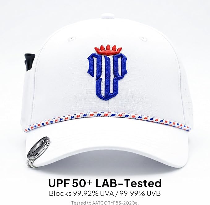 NJF Golf Hat Men - Breathable Mens Golf Hats, Adjustable Rope Hook and Loop Style Cap, Convenient Cap with Tee Holder