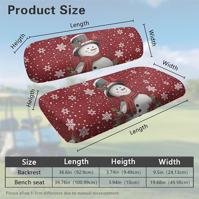 Bulopur Christmas Snowman Golf Cart Seat Towel Cover for Ezgo Club Car Universal Golf Cart Seat Covers Suitable for All Weather, Easy to Install and Washable