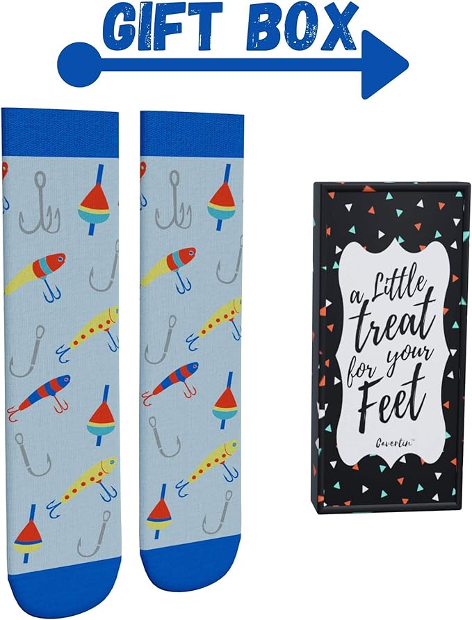 Cavertin Men's Funny Socks Hunting Fishing Football Baseball Gaming Golf Taco Pizza Bacon Christmas Gift for Men