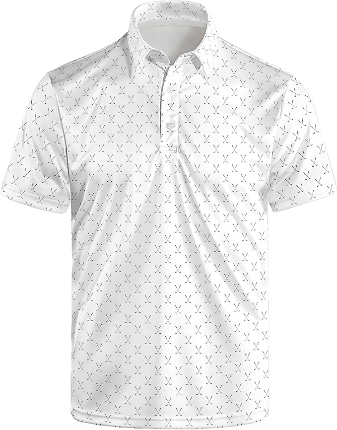 Golf Polo Shirts for Men Funny Print Short Sleeve Golf Shirts Performance Golf Polos