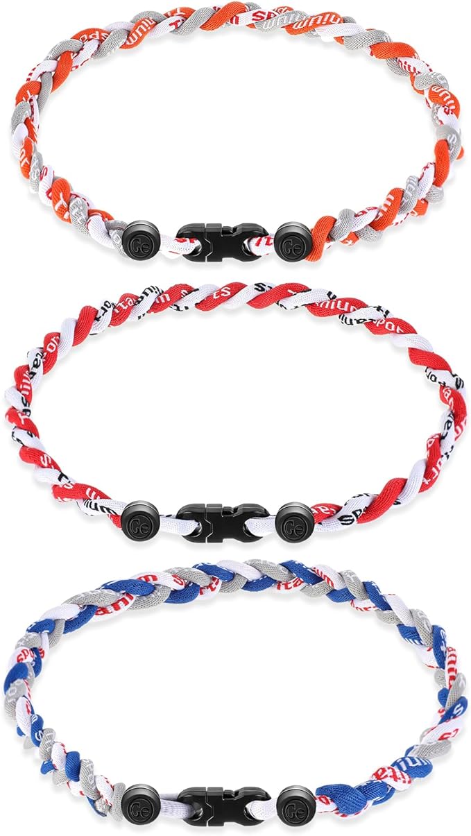 Junkin Baseball Necklaces Three Braided Rope Titanium Necklace for Fans Team Gifts Boys Men Player Softball Sports