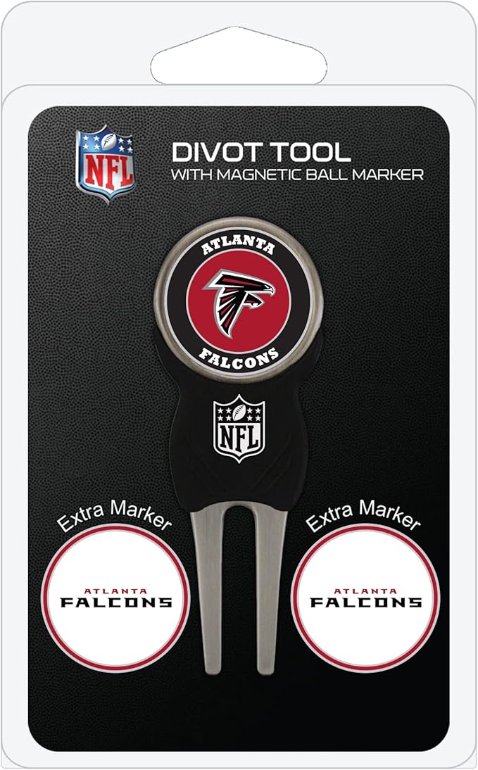 Team Golf NFL Divot Tool with 3 Golf Ball Markers Pack, Markers are Removable Magnetic Double-Sided Enamel