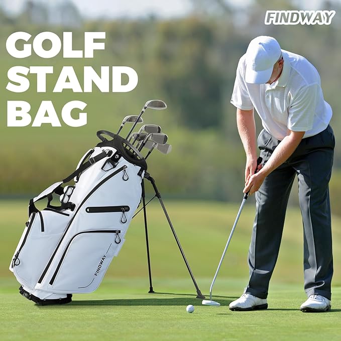 Findway 14 Way Golf Stand Bag, Lightweight Golf Bag with Stand for Men Women, Golf Club Carry Bag with Dual Strap, Rain Cover, Multiple Pockets, Golf Ball Holder