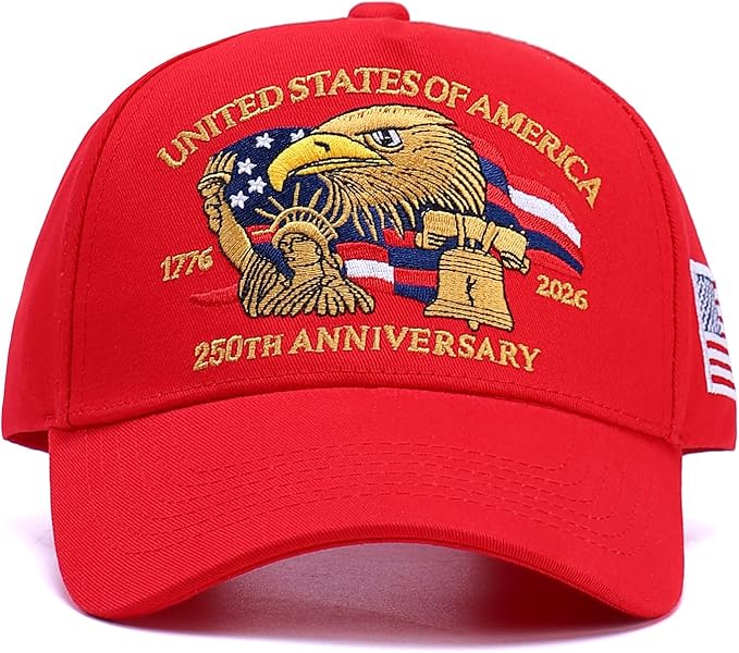 250th Anniversary Patriotic Baseball Cap (1776-2026) Embroidered USA Hat, Adjustable Unisex Bicentennial Gift