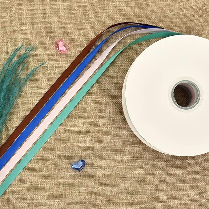 TONIFUL 3/8 Inch x 100yds Light Pink Satin Ribbon Thin Solid Fabric Ribbons Roll - Image 6