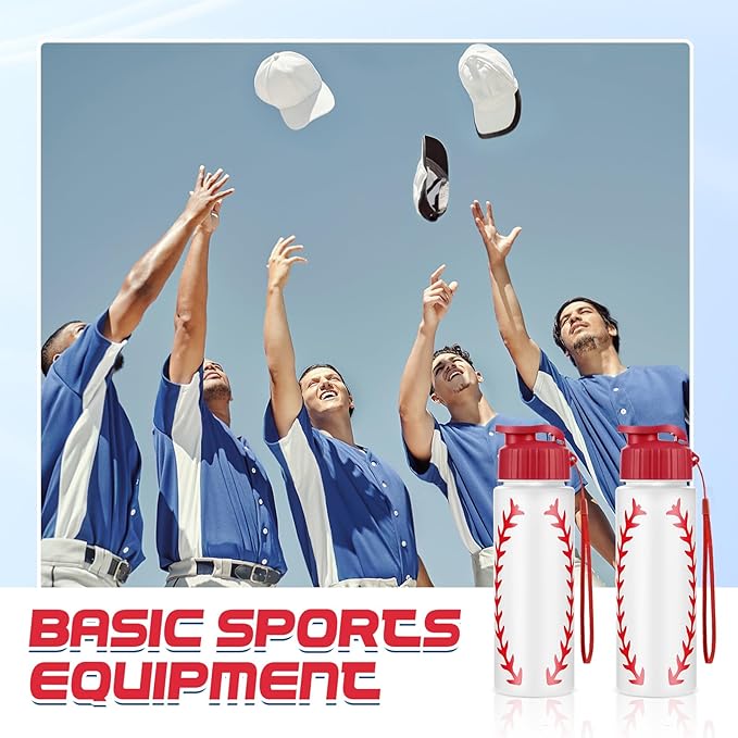 Olgaa 16 Pcs Baseball Water Bottle Bulk 20 oz Baseball Reusable Water Drink Bottles Sports Accessories for Party Favor Players Lovers Team Gifts