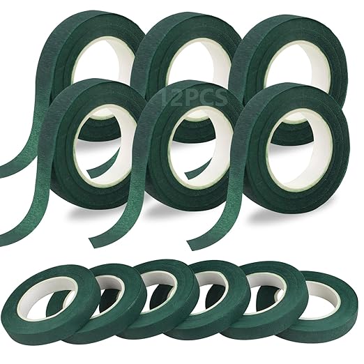 12 Roll Floral Tape 1/2inch Flower Tape Dark Green, Floral Tapes by DSUWAZU