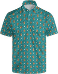 HUURAY Funny Golf Polos for Men Funny Print Short Sleeve Shirts Quick Dry Polo Shirts Hawaiian Shirt Performance Golf Outfits
