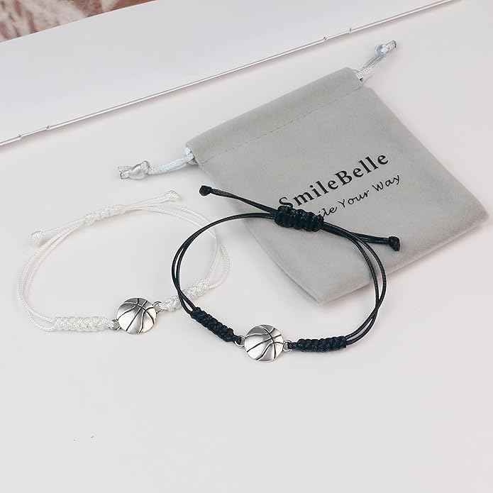 SmileBelle 2 PCS Sport Bracelets, Graduation Bracelets Volleyball Soccer Gifts Baseball Basketball Bracelet Football Jewelry for Son Daughter Fans as Sport Accessories Jewelry