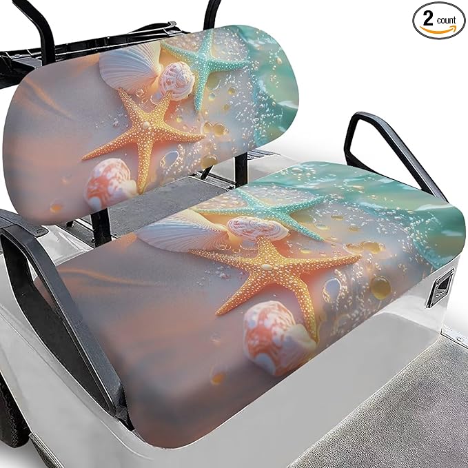 Suobstales Golf Cart Front and Rear Seat Cover Set for EZGO TXT RXV & Club Car DS 2 Passenger, Washable Bench Seat Covers Kit