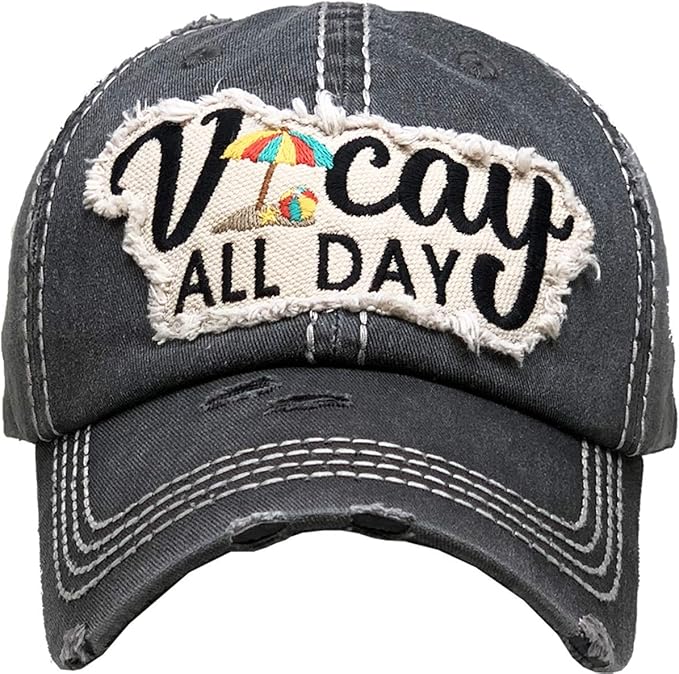 Funky Junque Distressed Vintage Baseball Cap - Embroidered Patch Women's Hat - Holiday, Lifestyle & Patriotic Designs