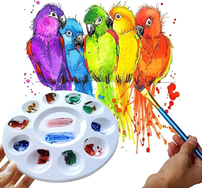 Hulameda 10pcs Paint Tray Palettes, Plastic Round Pallet - Image 2