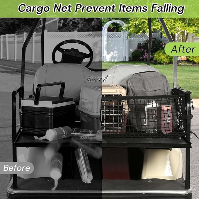 4 Passenger Golf Cart Cargo Net for Club Car EZGO Yamaha Adjustable Elastic Storage Net Black Washable Grocery Shopping Bag