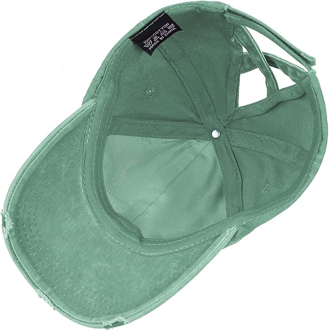Womens Criss Cross Ponytail Baseball Cap Distressed Ponytail Hat High Messy Bun Trucker Ponycap for Outdoor Sports