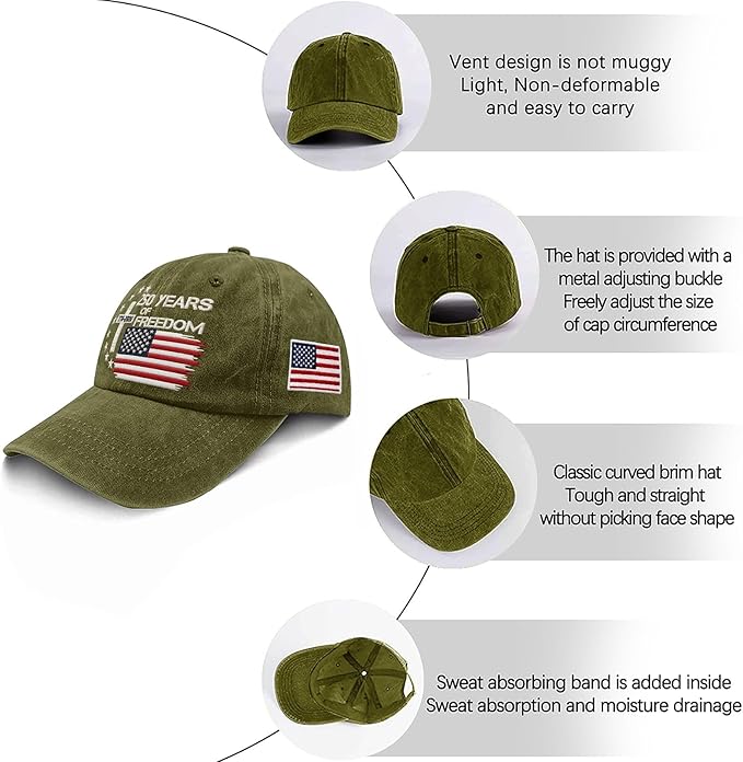 US 250th Anniversary Hat, Patriotic Embroidered Cap, 1776-2026 Freedom Celebration, 250 Years American History Gift Patriots