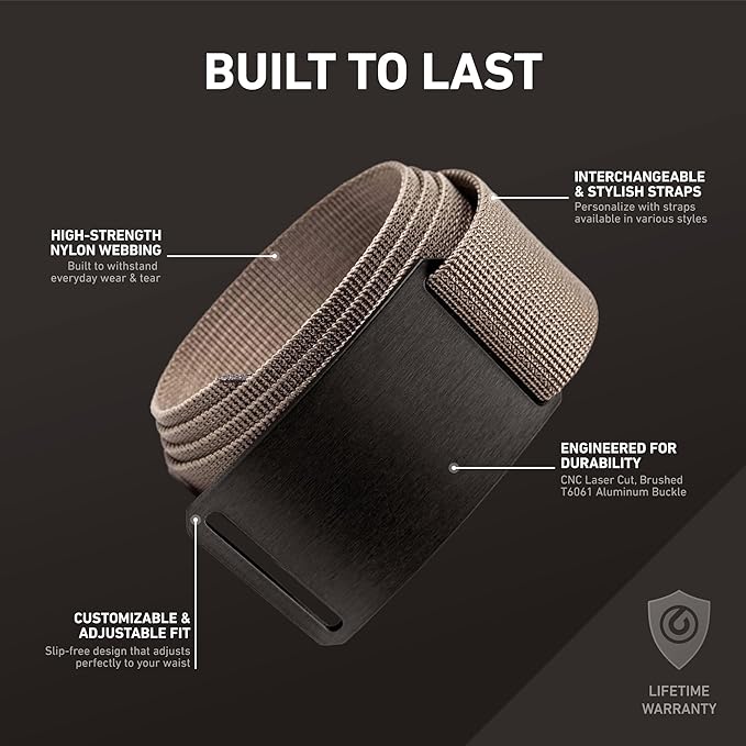 GRIP6 Classic Belt - 1.5-Inch Adjustable Nylon Belts - Versatile Lifestyle and Tactical Belt for Men and Women