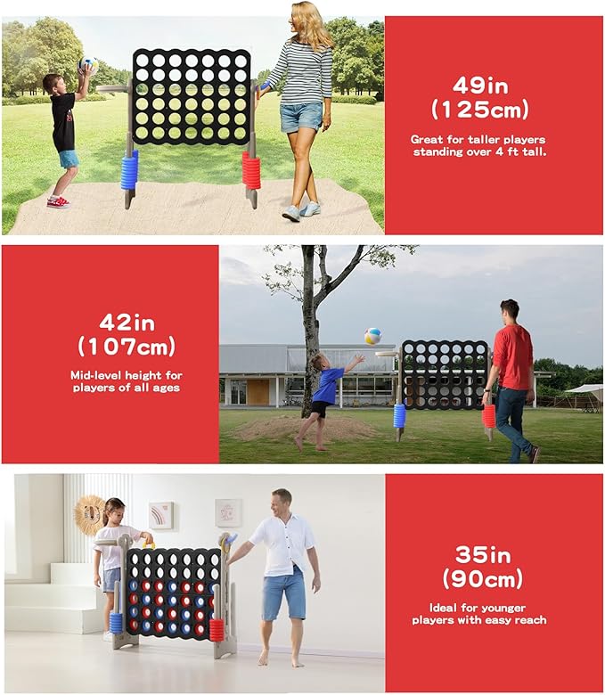 UNICOO® Height Adjustable Jumbo 4-to-Score Game, 4 in A Row Game - Image 4