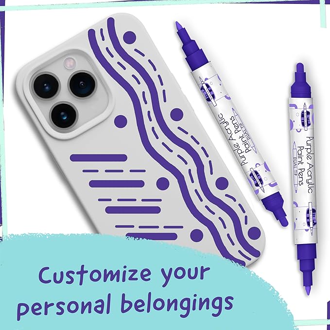 4 Dual Tip Purple Paint Pen Metallic - Image 9