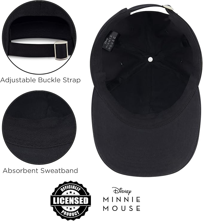 Disney Women's Baseball Cap, Minnie Mouse Adjustable Hat for Adult