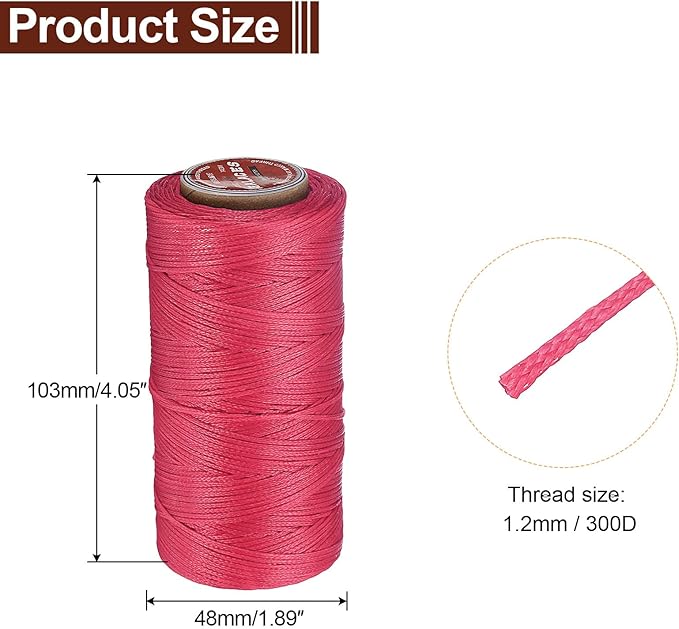 uxcell Flat Leather Sewing Waxed Thread, 140m / 153 Yards Polyester Wax String - Image 2