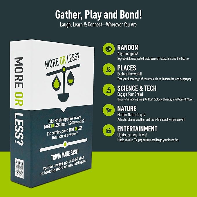 More Or Less? Trivia Card Game - Image 2