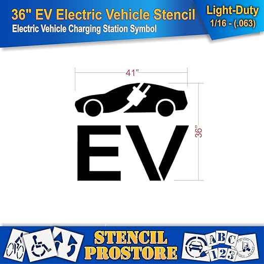 Pavement Stencils - 36 in - Electric Vehicle Silhouette - 35'' x 41'' x 1/16" - - Image 2
