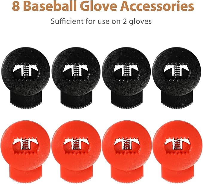 Glove Locks, 8-Pack Baseball/Softball Glove Lace Locks – Vibrant Colors, No Retie Knots, Spring-Lock Tech, Durable Design.