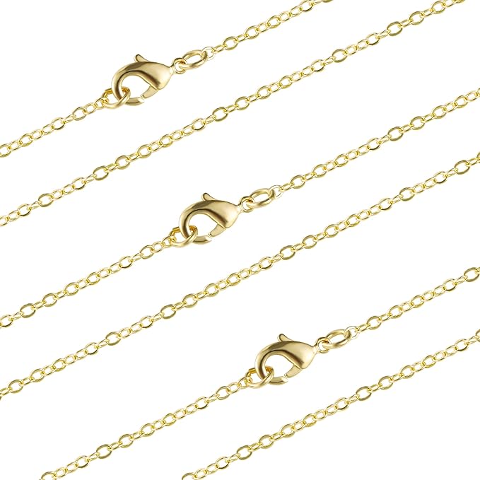 ALEXCRAFT Wholesale 12 PCS Gold Plated Brass Cable Chains Necklace Bulk by ALEXCRAFT