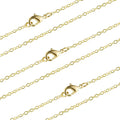 Wholesale 12 PCS Gold Plated Brass Flat Cable Chain Finished Necklace Chains by ALEXCRAFT