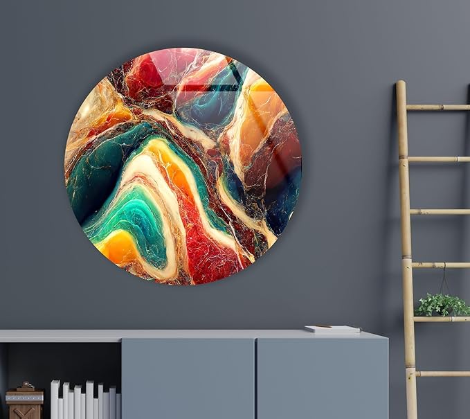My Photostation.com 27.5'' Diameter Colorful Marble Swirl Round Wall Art - Image 4